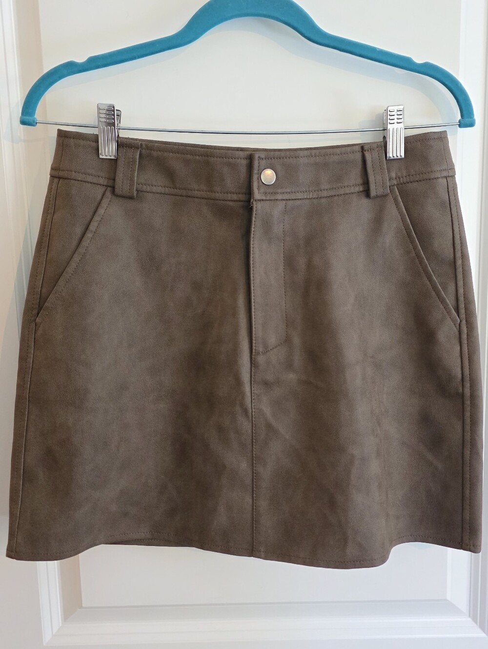 Pistola Brown Westly Western Faux Leather Mini Skirt Size S NWT Flaw Pictured